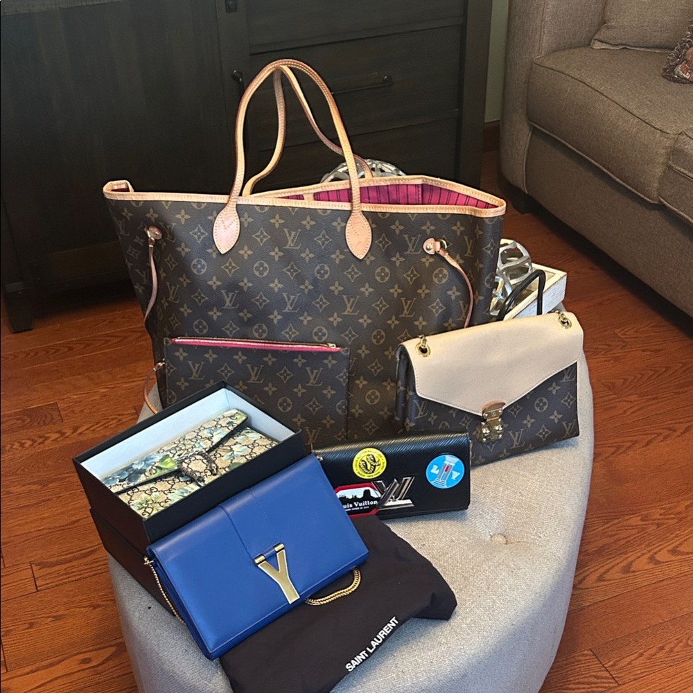 Pre owned authentic 5 luxury bags Louis Vuitton, GUCCI & YSL